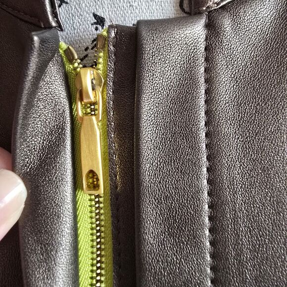 Lafayette 148 New York genuine leather brown full zip jacket blazer Sz4 - Picture 8 of 11